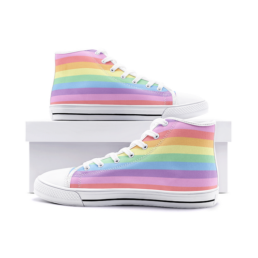 Pastel Rainbow Unisex High Top Canvas Shoes