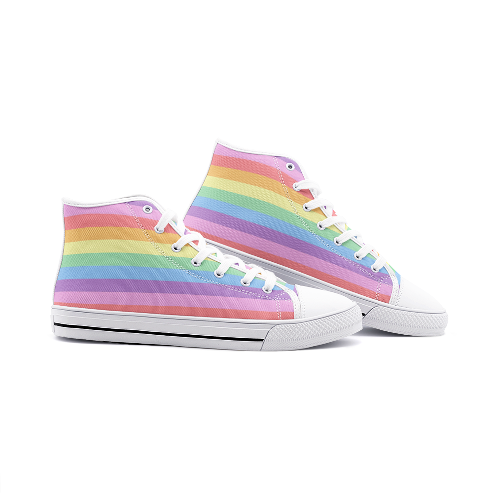 Pastel Rainbow Unisex High Top Canvas Shoes