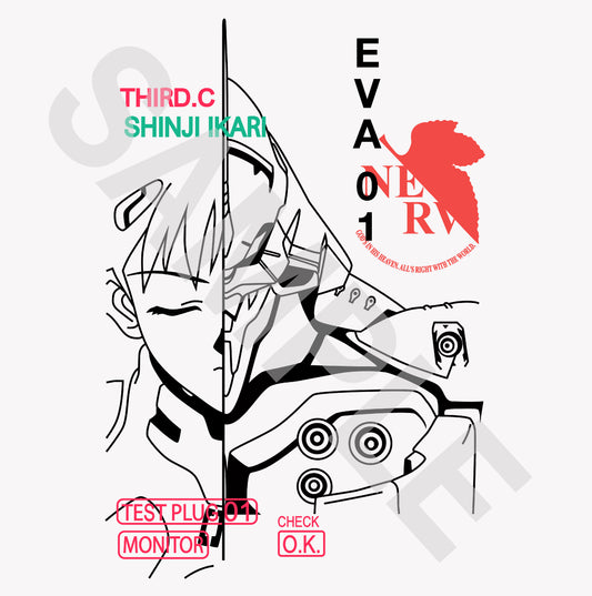 Unisex, Eva 01 & Shinji T-Shirt, Neon Genesis Evangelion