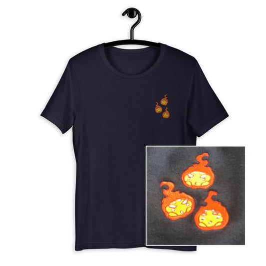 Embroidered, Unisex T-Shirt, Fire Force, Maki, Pusu Pusu, Fire Balls, Anime shirt