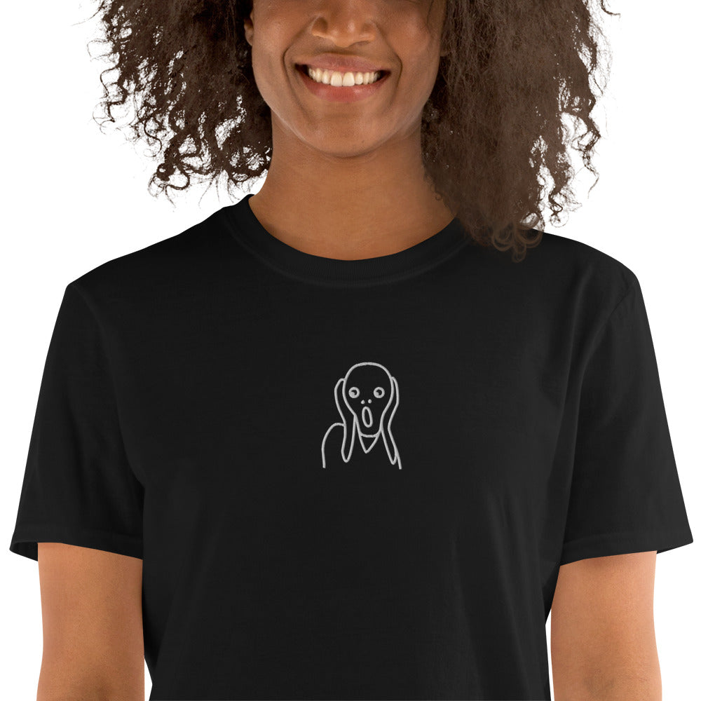 The Scream! Edvard Munch Inspired Embroidered Unisex T-Shirt